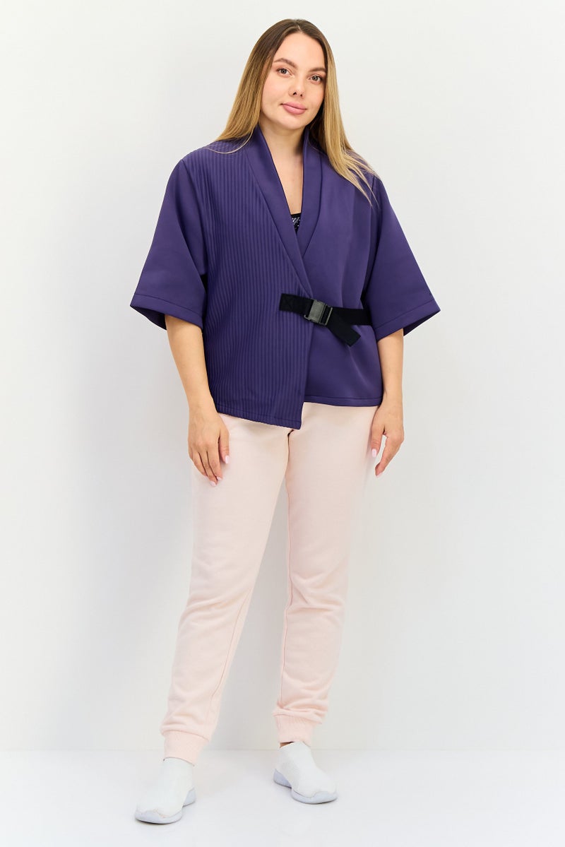 Reebok Women Sportswear Fit Short Sleeves Outdoor Top, Purple - Image 4